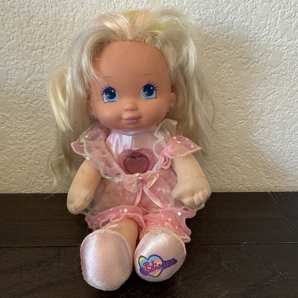 Vintage 1992 PJ Sparkles Pink Soft Plush Doll with Clothes Working